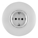 Розетка круглая с/з и шторками и рамкой Arte Milano SET08-1-40-1 silver