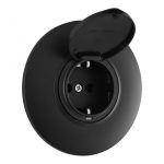 Розетка круглая с/з и шторками, защитной крышкой и рамкой Arte Milano SET08-1-41-1 black