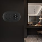 Выключатель круглый одноклавишный с розеткой с/з и шторками Arte Milano SET08-2-40-1-30-1 black