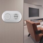 Выключатель круглый одноклавишный с розеткой с/з и шторками Arte Milano SET08-2-40-1-30-1 silver