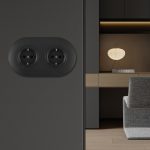 Круглая розетка двойная (двухпостовая) с/з и шторками Arte Milano SET08-2-40-1x2 black