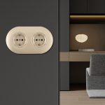 Круглая розетка двойная (двухпостовая) с/з и шторками Arte Milano SET08-2-40-1x2 shampan