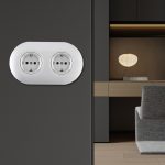 Круглая розетка двойная (двухпостовая) с/з и шторками Arte Milano SET08-2-40-1x2 silver