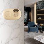 Круглая розетка двойная (двухпостовая) с/з и шторками Arte Milano SET08-2-41-1x2 shampan