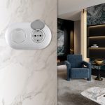 Круглая розетка двойная (двухпостовая) с/з и шторками Arte Milano SET08-2-41-1x2 silver