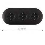 Круглая розетка тройная (трехпостовая) с/з и шторками Arte Milano SET08-3-40-1x3 black