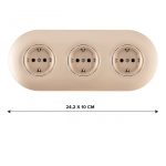 Круглая розетка тройная (трехпостовая) с/з и шторками Arte Milano SET08-3-40-1x3 shampan