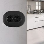 Круглая розетка двойная с/з и шторками Arte Milano SET08-double-40-2 black