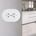 Круглая розетка двойная с/з и шторками Arte Milano SET08-double-40-2 white