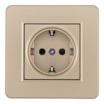 Комплект розетки с/з и шторками и рамкой Arte Milano SET16-1-40-1 shampan