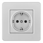 Комплект розетки с/з и шторками и рамкой Arte Milano SET16-1-40-1 silver