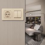 Выключатель двухклавишный с розеткой Arte Milano SET16-2-40-1-30-2 shampan