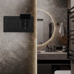 Розетка двойная (двухпостовая) с/з и шторками Arte Milano SET16-2-41-1x2 black