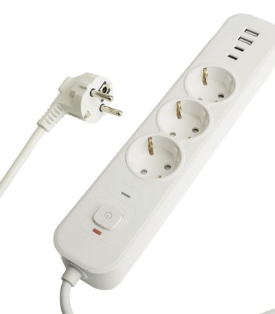 Сетевой фильтр 3-местный с/з и 2 USB-A+2 Type-C 3 Stekker Nova HM21-31-03 50100