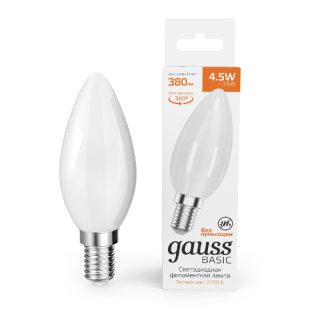 Светодиодная филаментная лампа Gauss Basic Filament E14 4,5W 2700K 1035115