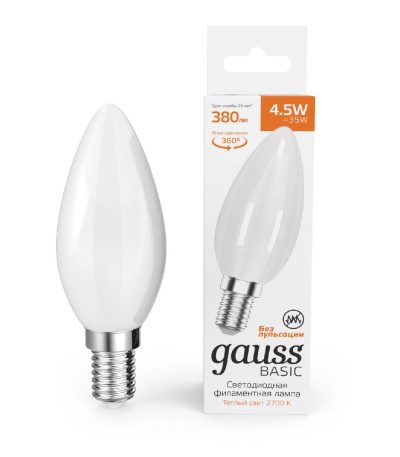 Светодиодная филаментная лампа Gauss Basic Filament E14 4,5W 2700K 1035115