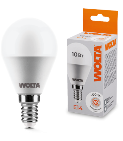 Светодиодная лампа WOLTA 10Вт 4000K E14 груша матовая 25S45GL10E14