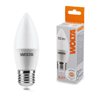 Светодиодная лампа WOLTA 10Вт 4000K E27 свеча матовая 25SC10E27