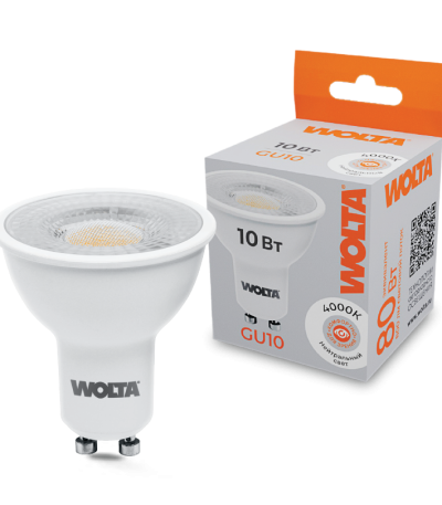 Светодиодная лампа WOLTA 10Вт 4000K GU10 матовая WSTD-PAR16-220V10W4KGU10-L