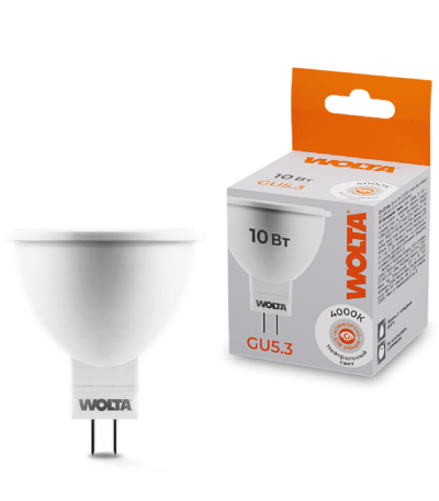Светодиодная лампа WOLTA 10Вт 4000K GU5.3 матовая 25SMR16-220-10GU5.3