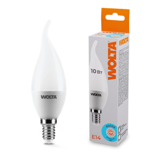 Светодиодная лампа WOLTA 10Вт 6500K E14 свеча на ветру матовая 25WCD10E14