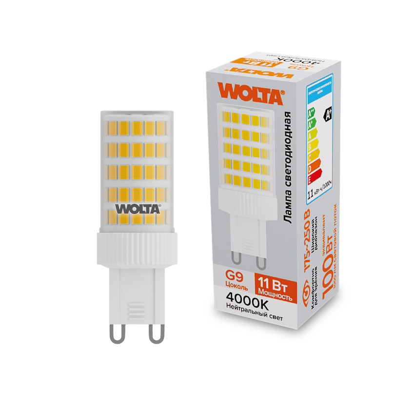 Светодиодная лампа WOLTA 11Вт 4000K G9 кукуруза матовая WSTD-JCD-11W4KG9-C Светодиодная лампа WOLTA 11Вт 4000K G9 кукуруза матовая WSTD-JCD-11W4KG9-C