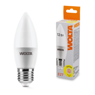 Светодиодная лампа WOLTA 12Вт 3000K Е27 свеча матовая 25YC12E27