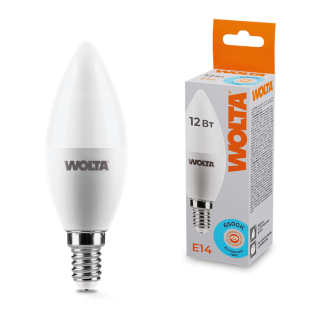 Светодиодная лампа WOLTA 12Вт 6500K Е14 свеча матовая 25WC12E14