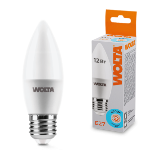Светодиодная лампа WOLTA 12Вт 6500K Е27 свеча матовая 25WC12E27