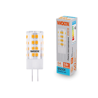 Светодиодная лампа WOLTA 5Вт 6500K G4 кукуруза матовая WSTD-JC-220V5W6KG4-C