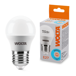 Светодиодная лампа WOLTA 7.5Вт 6500K E27 груша матовая 25W45GL7.5E27