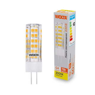Светодиодная лампа WOLTA 7Вт 3000K G4 кукуруза матовая WSTD-JC-220V7W3KG4-C