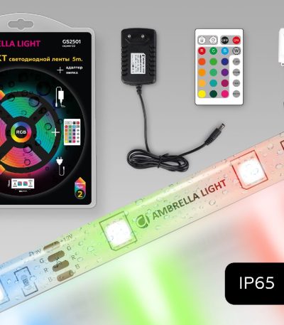 Светодиодная лента Ambrella Light LED Strip 12В 5050 7,2Вт/м RGB 5м IP65 GS2501