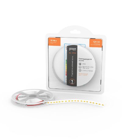 Светодиодная лента Gauss 12В 2835 10Вт/м 3000K 2м IP20 BT035