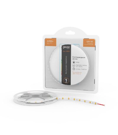Светодиодная лента Gauss 12В 2835 4,8Вт/м 3000K 3м IP20 BT002