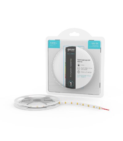 Светодиодная лента Gauss 12В 2835 4,8Вт/м 4000K 3м IP20 BT004