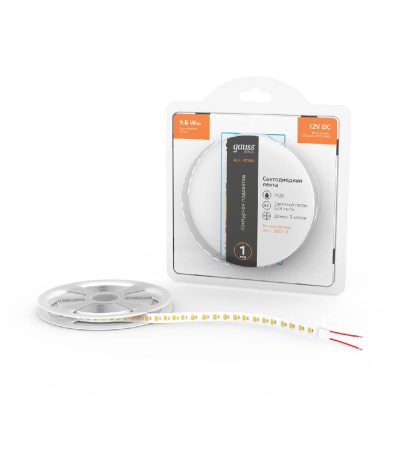 Светодиодная лента Gauss 12В 2835 9,6Вт/м 3000K 3м IP20 BT061