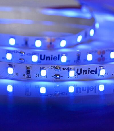 Светодиодная лента Uniel ULS-M11-2835-60LED/m-8mm-IP20-DC12V-4,8W/m-5M-BLUE PROFI катушка в герметичной упаковке