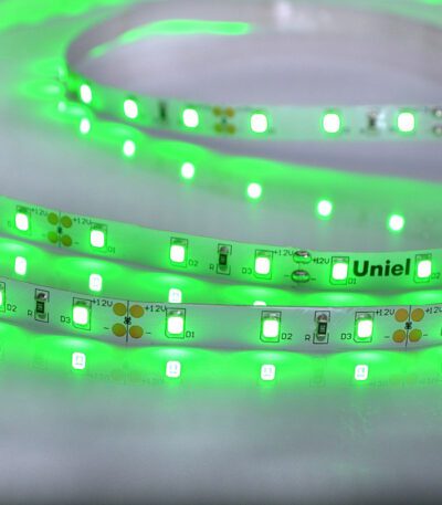 Светодиодная лента Uniel ULS-M11-2835-60LED/m-8mm-IP20-DC12V-4,8W/m-5M-GREEN PROFI катушка в герметичной упаковке