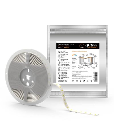 Светодиодная влагозащищенная лента Gauss 9,6W/m 120LED/m 2835SMD теплый белый 5M 356000110