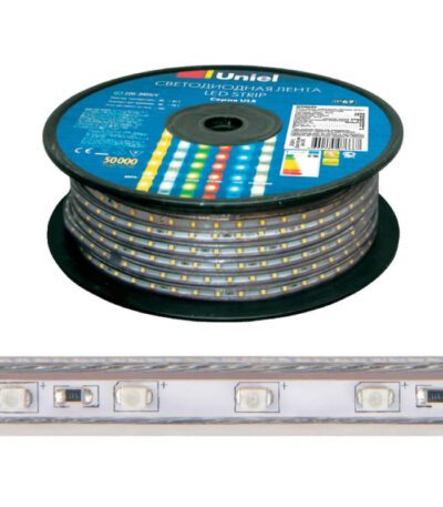 Светодиодная влагозащищенная лента Uniel (UL-00006481) 10W/m 120LED/m 2835SMD белый 50M ULS-2835-120LED/m-10mm-IP67-220V-10W/m-50M-4000K