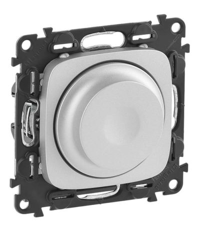 Светорегулятор Legrand Valena Allure поворотный без нейтрали алюминий 752960