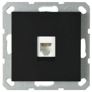 Телефонная розетка Jasmart разъем RJ11 с накладкой черный матовый (soft touch) G6101PB