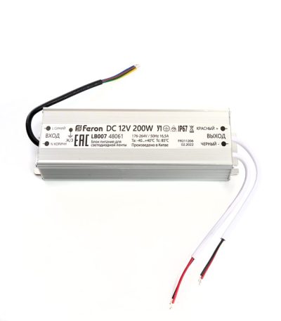Трансформатор для светодиодной ленты Feron LB007 200Вт 12В IP67 48061