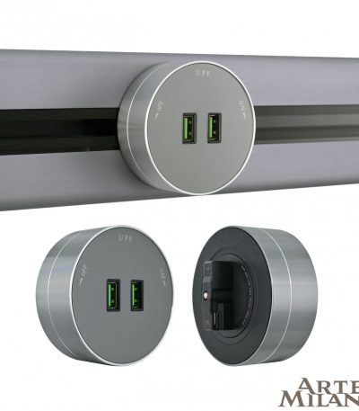 Трековая розетка Arte Milano Am-track-sockets 380011TS/USBx2 Grey