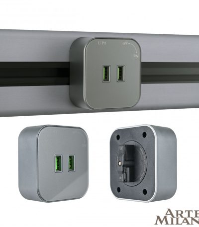 Трековая розетка Arte Milano Am-track-sockets 380022TS/USBx2 Grey
