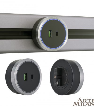 Трековая розетка Arte Milano Am-track-sockets 380066TS LED/USB-Type-C Grey
