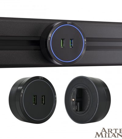 Трековая розетка Arte Milano Am-track-sockets 380066TS LED/USBx2 Black