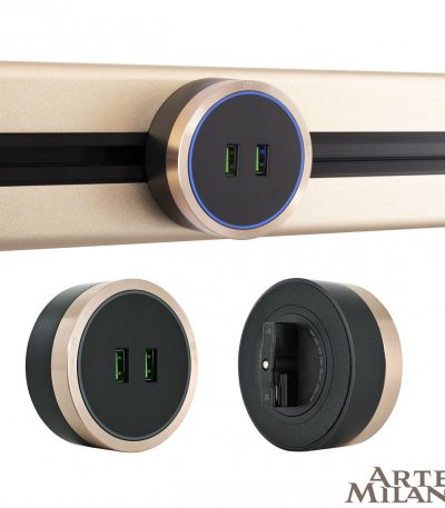 Трековая розетка Arte Milano Am-track-sockets 380066TS LED/USBx2 Gold