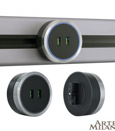 Трековая розетка Arte Milano Am-track-sockets 380066TS LED/USBx2 Grey